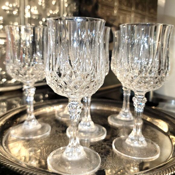 Cristal d'arques Fine Lead Crystal SIX (6) Longchamp 25cl Wine Glasses VTG Excel - Picture 11 of 14